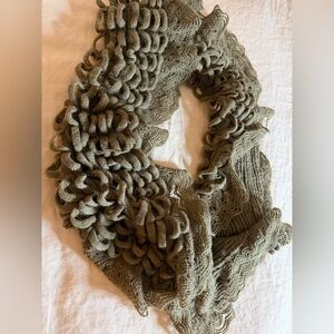 Textured Taupe Green Knit Scarf